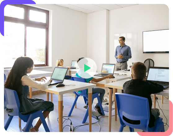 Students learning in a classroom